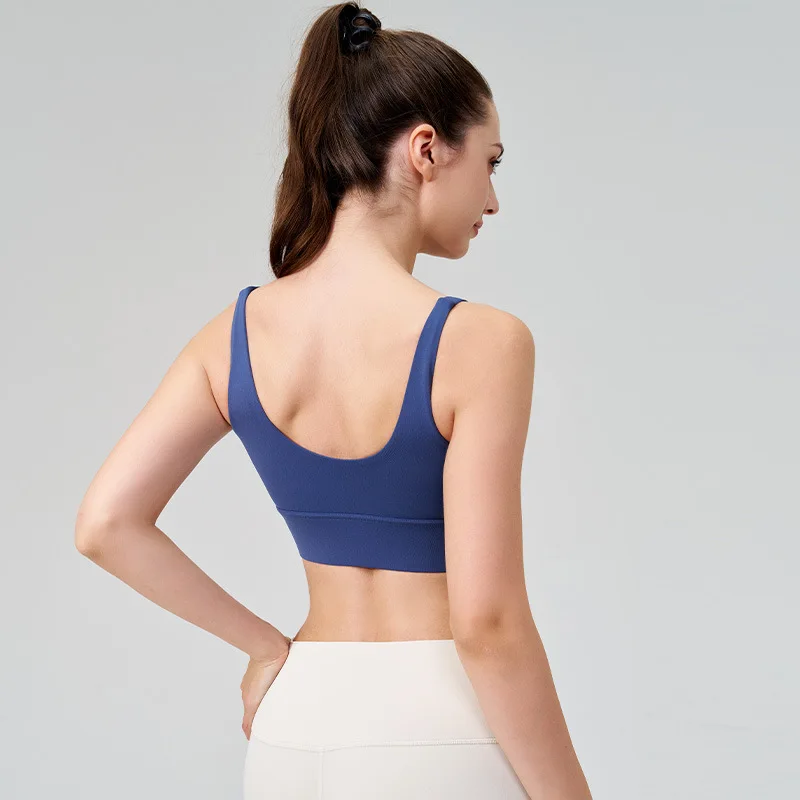 Yoga-BHs für Frauen, 2025, neues tiefes V-Ausschnitt, Fitnessstudio, Sport-Top, U-förmiger Rücken, Fitness-Weste, nacktes Gefühl, Trainingskleidung, bauchfreie Tops