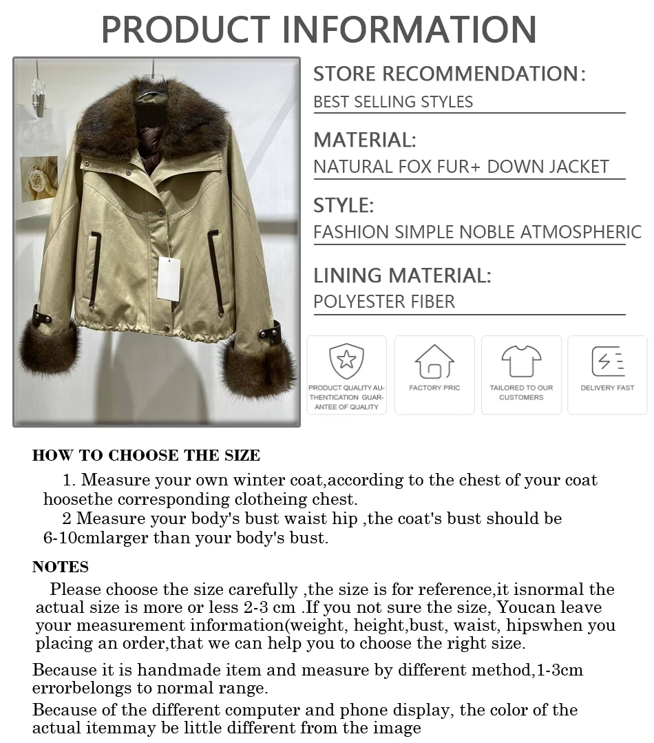 Piumino da donna con polsini con collo in pelliccia Giacca in vera pelliccia di volpe Piumino Giacca pelosa Piumino in pelliccia naturale più venduto