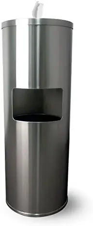 Stainless Steel Floor‑Standing Wipe Dispenser with Integrated Trash Can, Commercial Wet Wipe Station for Office, Clinic, Public Restroom