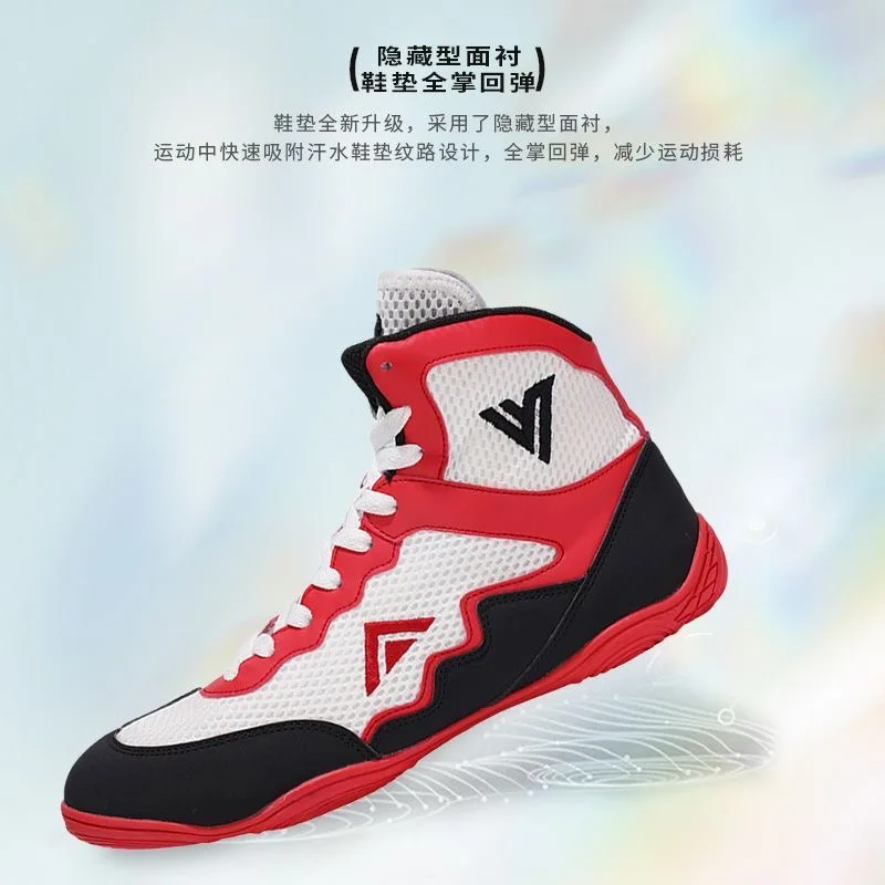 

2024 New Wrestling Boots Men White Red Boxing Shoes for Mens Big Size Fighting Shoes Man Designer Gym Training Shoes