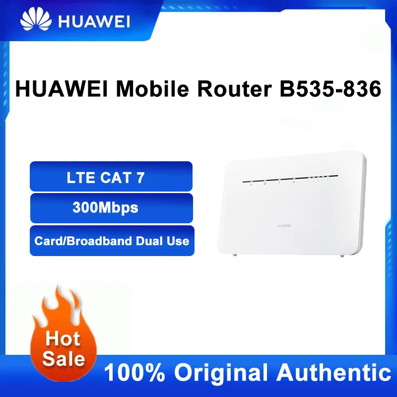 

New HUAWEI B535-836 Router 4G CPE Router Cat 7 300Mbps Routers WiFi Hotspot Router with Sim Card Slot 4 Gigabit Ethernet ports