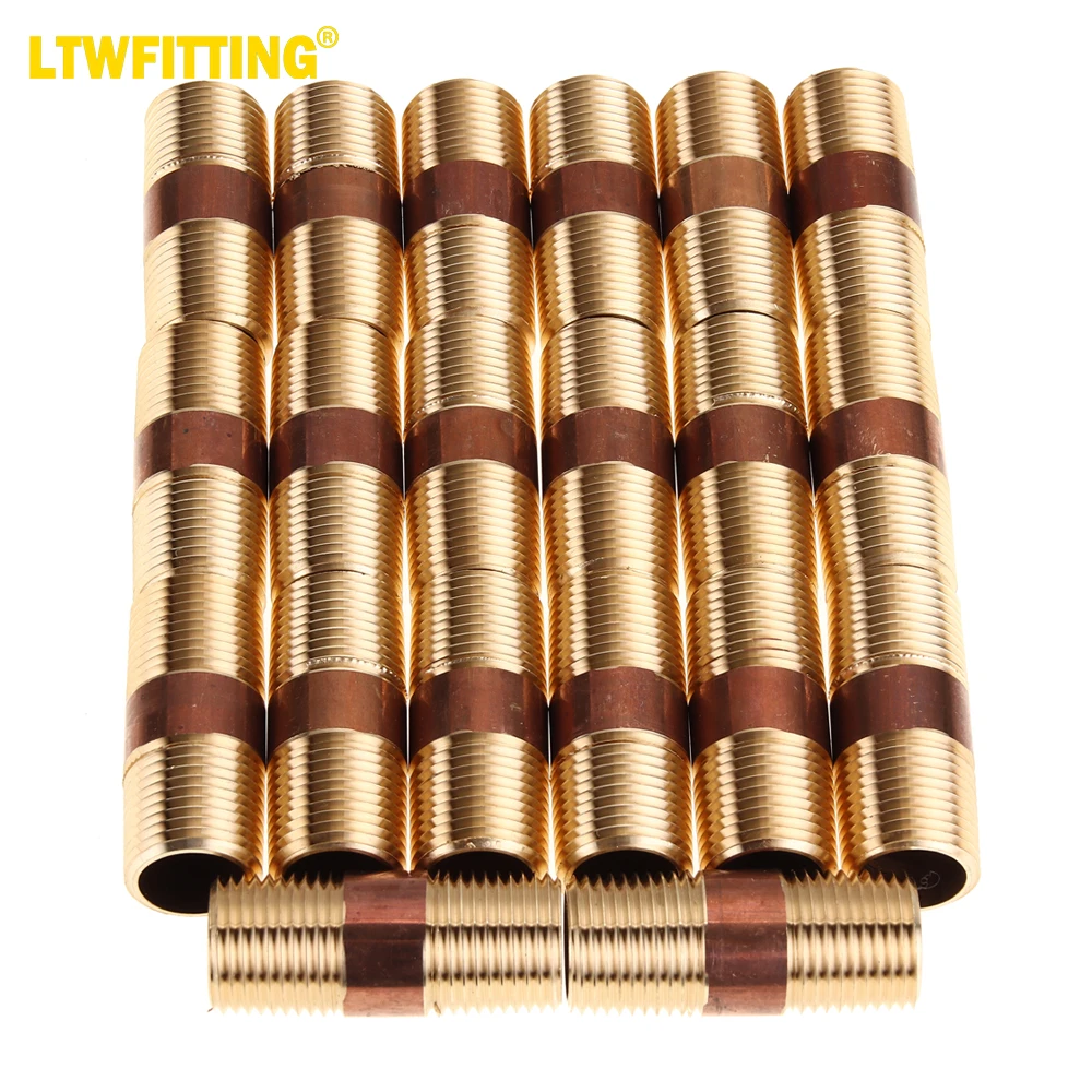 

LTWFITTING Brass Pipe 2" Long Nipple Fitting 1/2 Male NPT Air Water(Pack of 20)