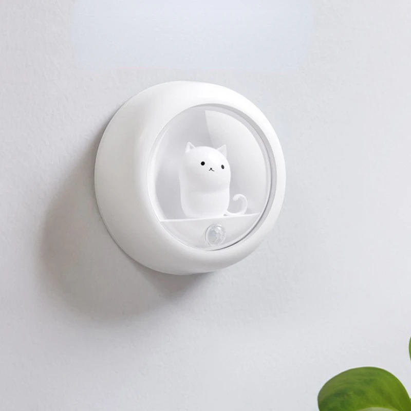 New Creative Body Sensing People Who Sleep Late Night Light Cute Pet Cat Bedroom Atmosphere Light USB Cabinet Wall Hanging Light