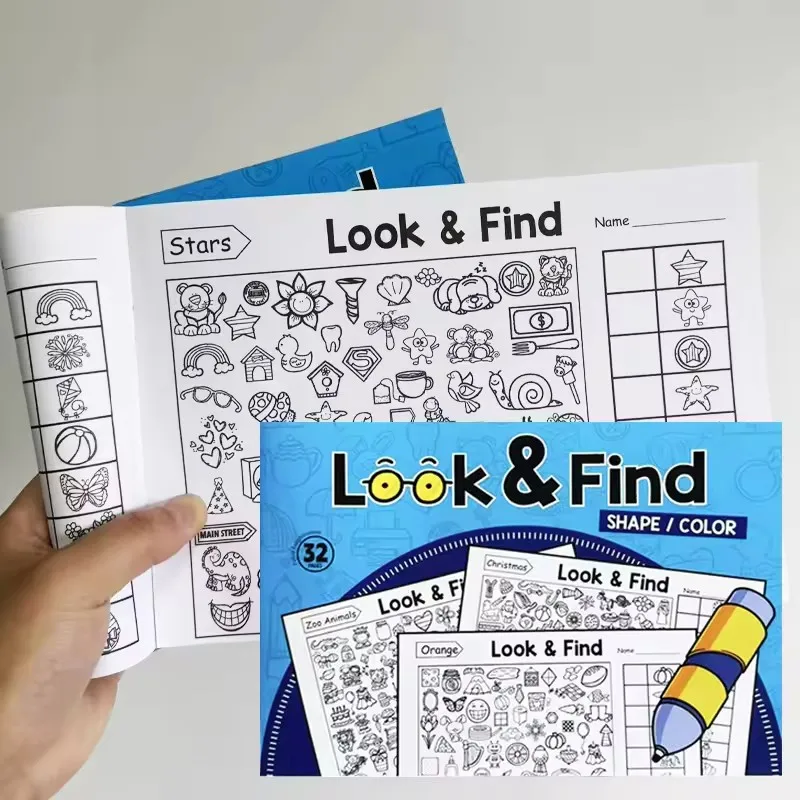 Look And Find Coloring Book For Toddlers - PFun Search & Color Pages Kids Early Education Activity Book