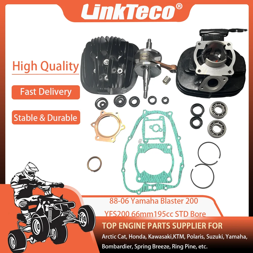 STD ATV 1988-2006 66mm 195cc Engine Piston Cylinder Heas Crank Motor Rebuild Gasket Seal Kit Replacement for Blaster 200 YFS200