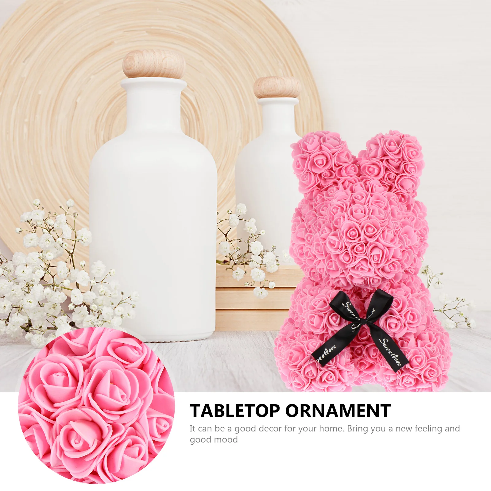 

Chic Desktop Adornment Foam Rose Ornament Christmas Decorations Bunny Room Pink