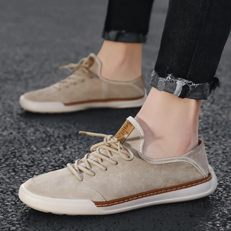 Men\'s Casual Leather Shoes Breathable Men Lace-Up Luxury Designer White Fashion Sneakers Men Shoes Anti Slippery Flats Shoe