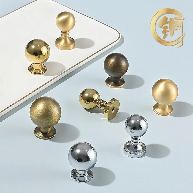 

Light luxury spherical bathroom cabinet handle, gold furniture wardrobe bookshelf drawer cabinet door, brass single hole handle