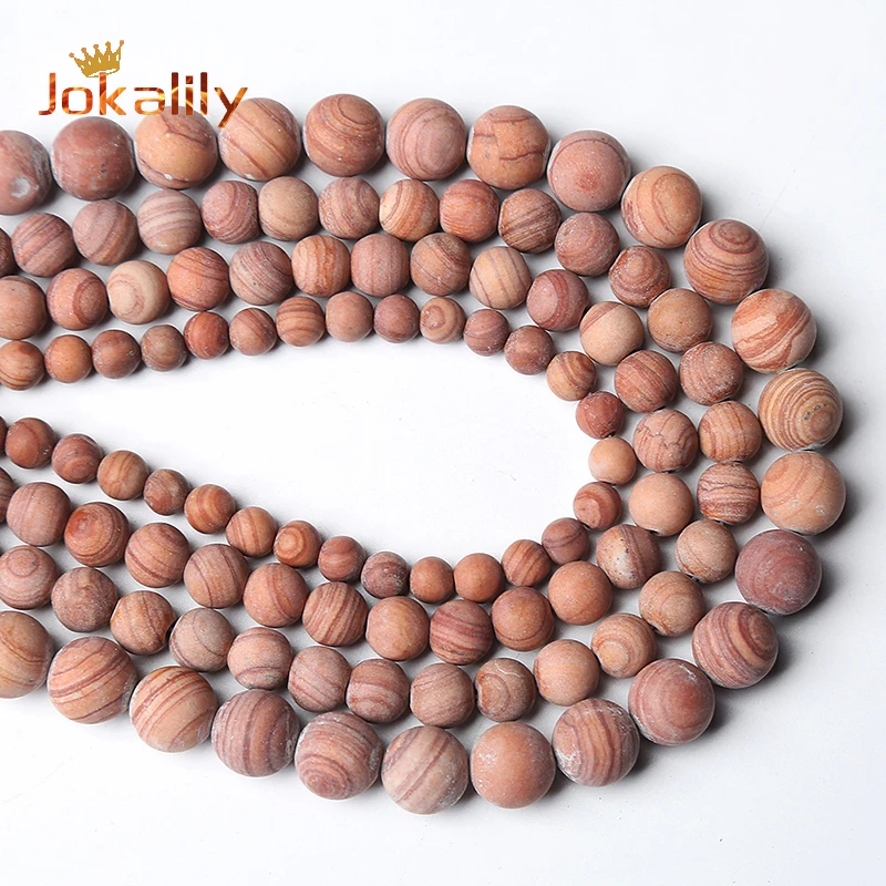 Dull Polish Natural Orange Wood Grain Jaspers Stone Beads Round Beads For Jewelry Making DIY Bracelets Accessories 6 8 10 12mm