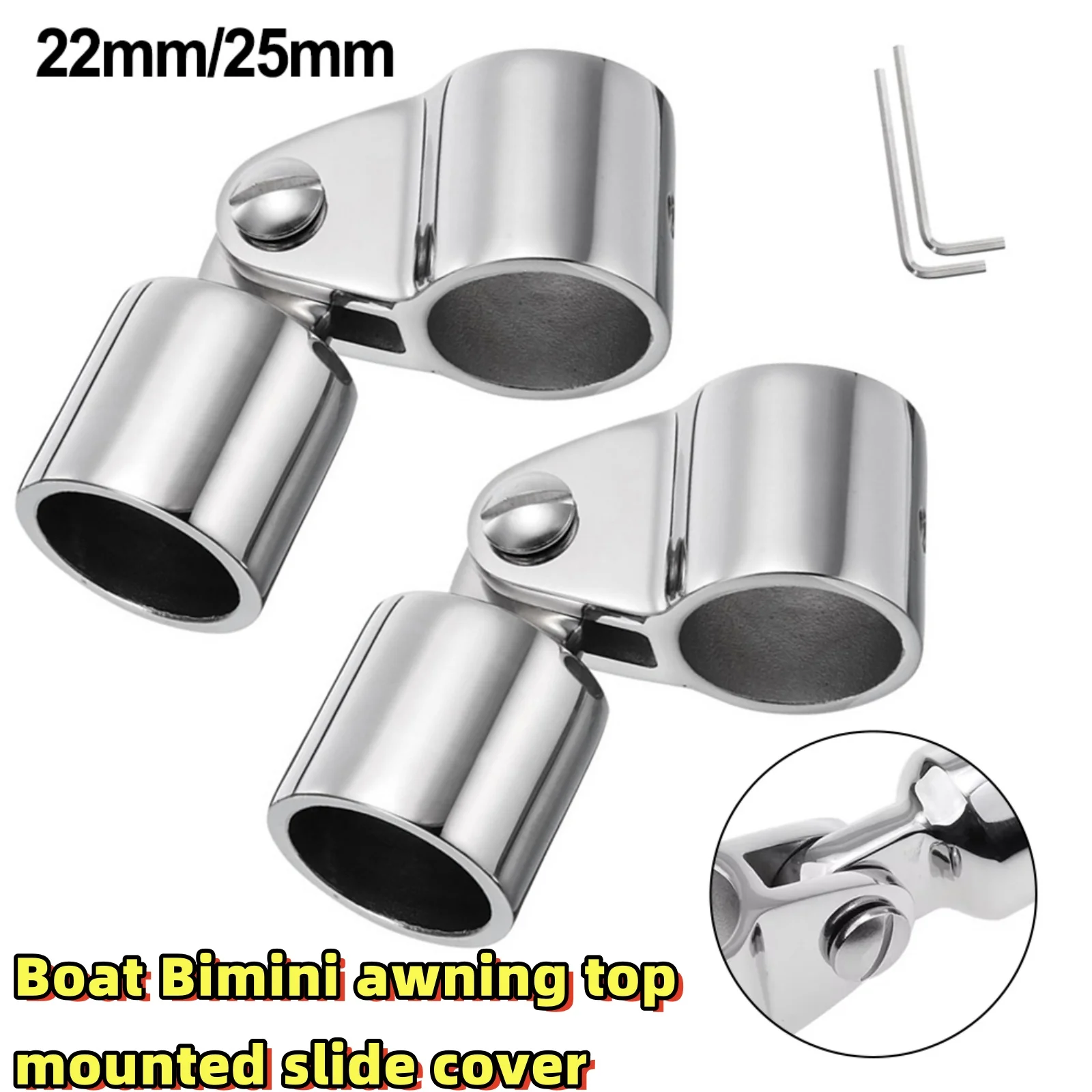 

22/25mm Boat Bimini Awning Top Mounted Slide Cover 316 Stainless Steel Slide Boat Bimini Awning Top Mounted Slide Cap Boat Part