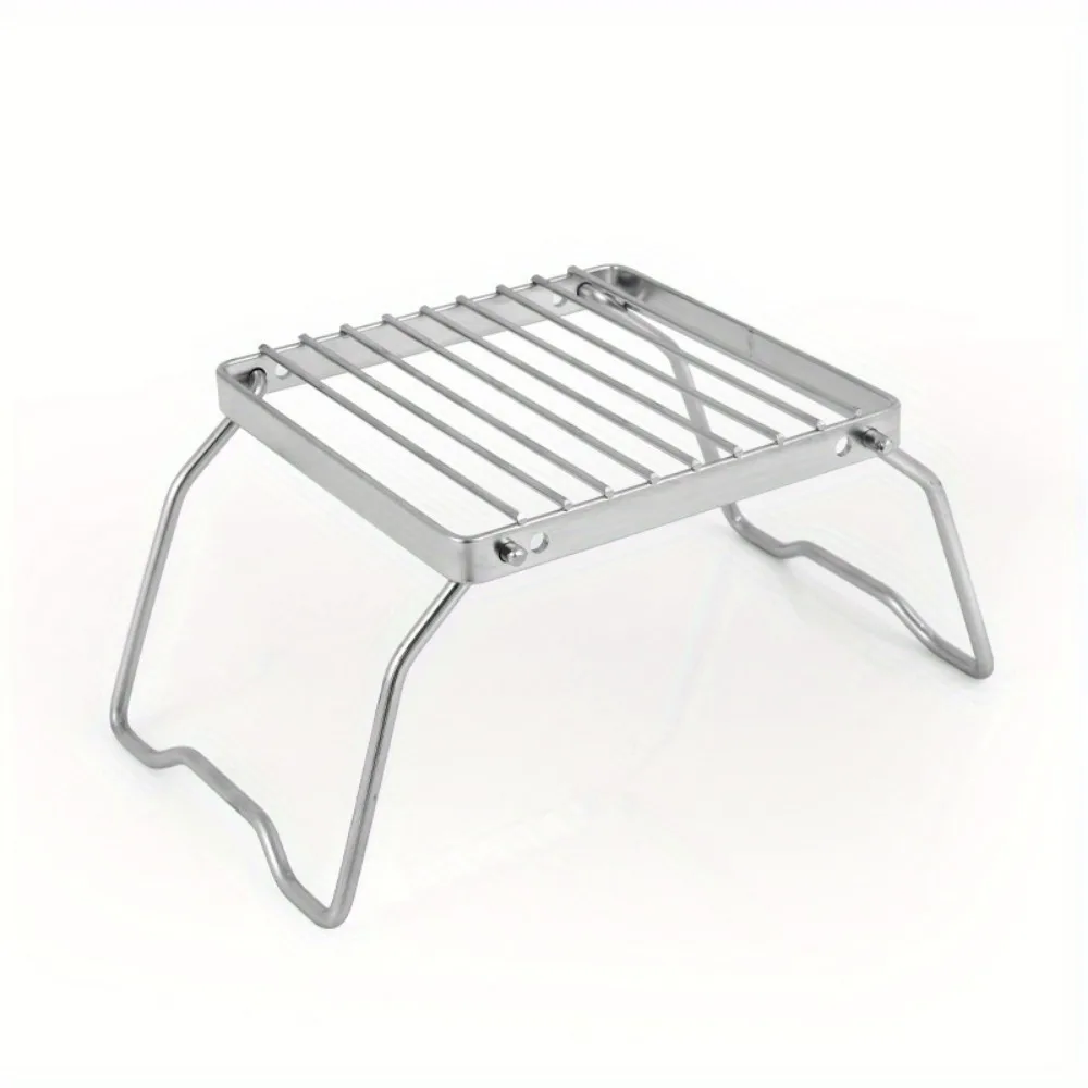 1pc Folding Camping Small Stove Rack, Stainless Steel Pot Rack, Outdoor Picnic Barbecue Stand,For boiling water and cooking