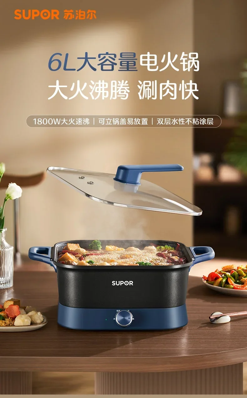 220V Large Capacity Multi-function Electric Hot Pot, Soup and Food Cooker for Home Kitchen