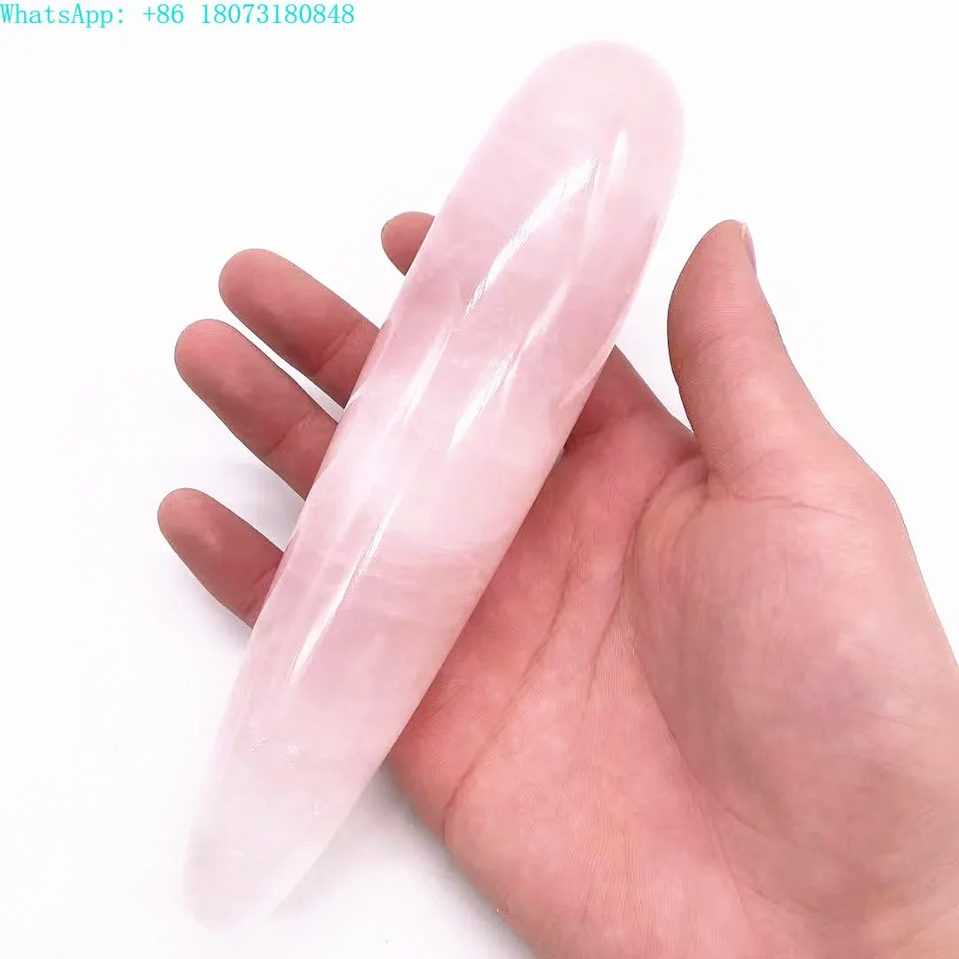 

Natural Crystal Massage Stick Kegel Exercise Tool Yoni Face Massager Rose Quartz Wand for Women Gift