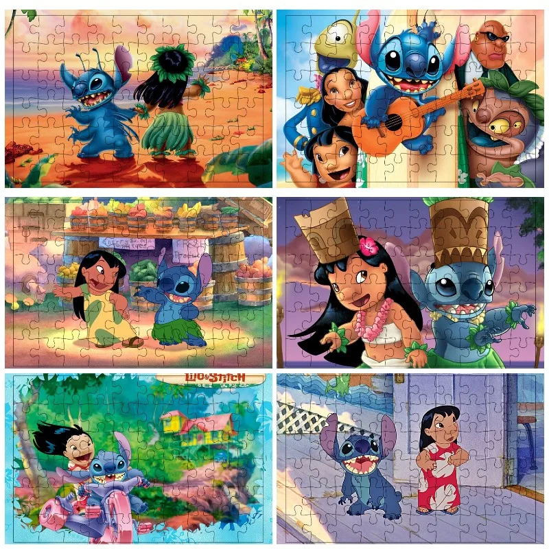 Disney Cartoon Lilo&Stitch 300 500 1000PCS Puzzle Game Happy Harmony Dancing Pictures Jigsaw For Teens Fans Like Room Ornaments