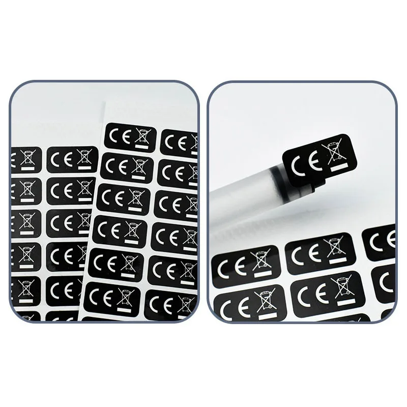 

1000 шт. 20*10 мм, этикетка для мусорного бака CE, стандарт ЕС, WEEE, переработка, прозрачная самоклеящаяся этикетка из ПВХ с наклейкой CE