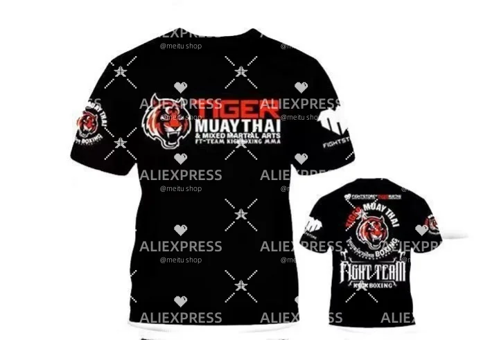

Muay Thai Clothes Tiger Head Quick-drying T-shirt MMA Fighting UFC Mixed Martial Arts Boxing Sports Sanda Fitness Training Moto