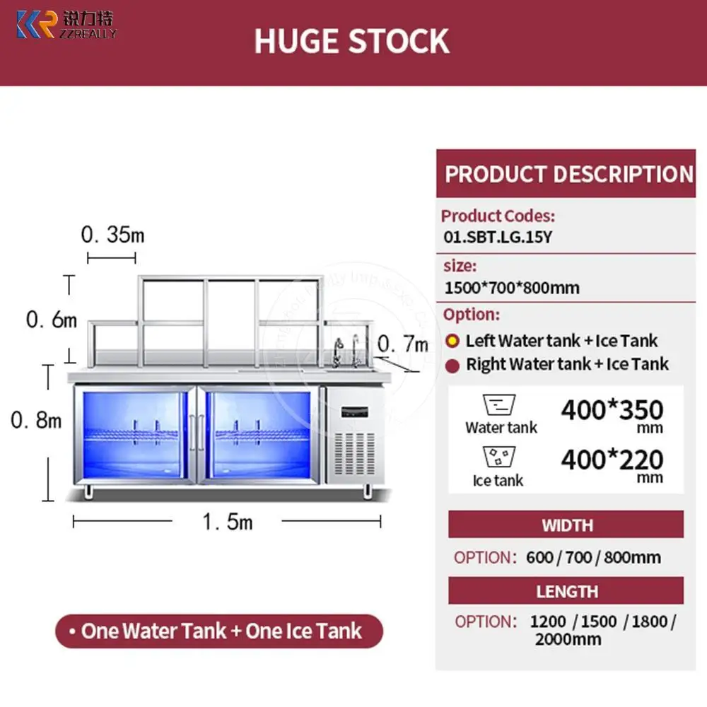 Custom Bubble Tea Machine Refrigerate Working Water Bar Milk Tea Counter With Bubble Tea Shop Equipments