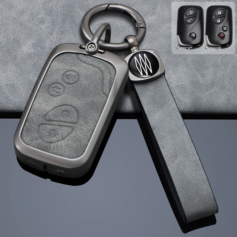 Zinc Alloy + Leather Car Key Case for Lexus IS250 IS300C RX270 CT200H GX400 GX460 ES240 ES350 LS460 GS300 450h 460h Key Fob