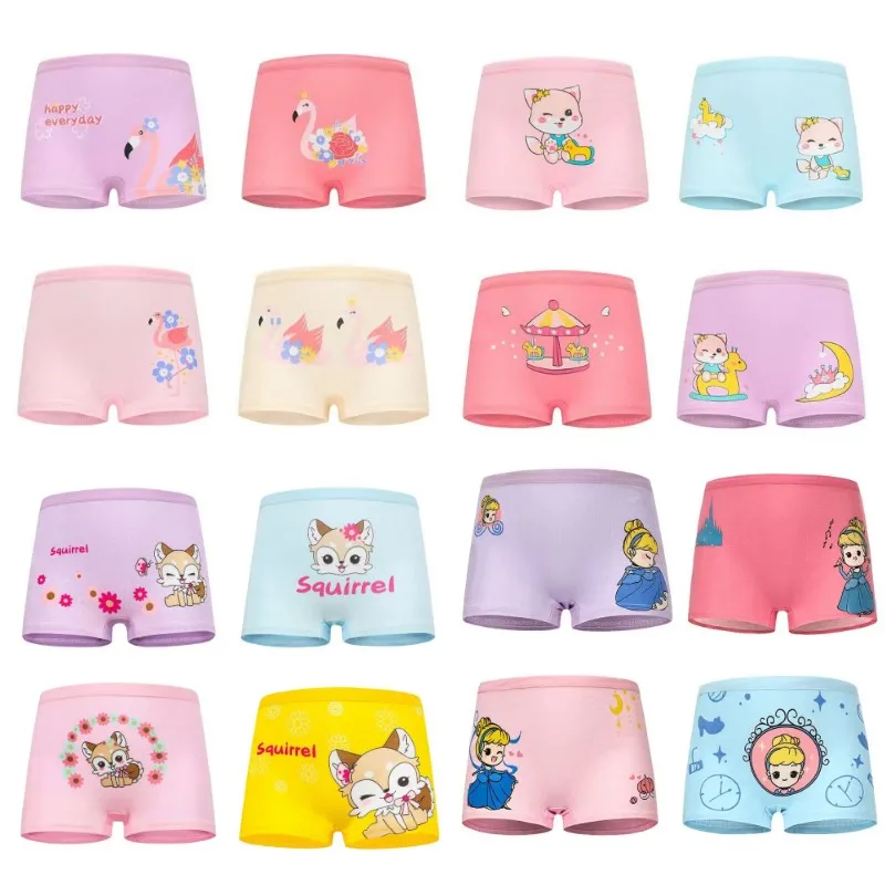 4 Pieces/Lot Children Underwear Cotton Girls Panties Cute Kids Boxer Briefs Child Soft Girl Pants 2-10Years