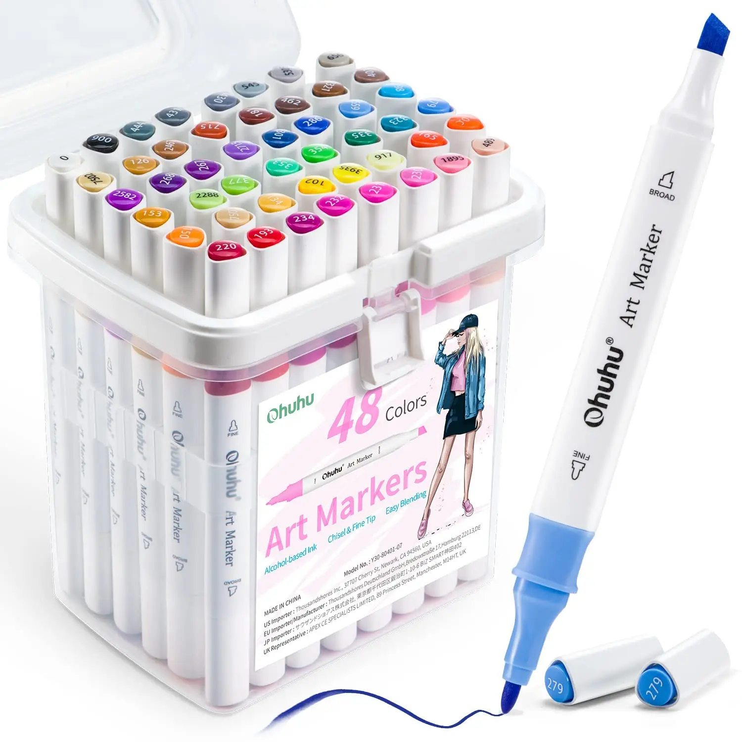 Illustration 47 48 Thick and Thin Triangular Art Supplies Set with Blender Set A Markers Colors Pens Professional Beginner