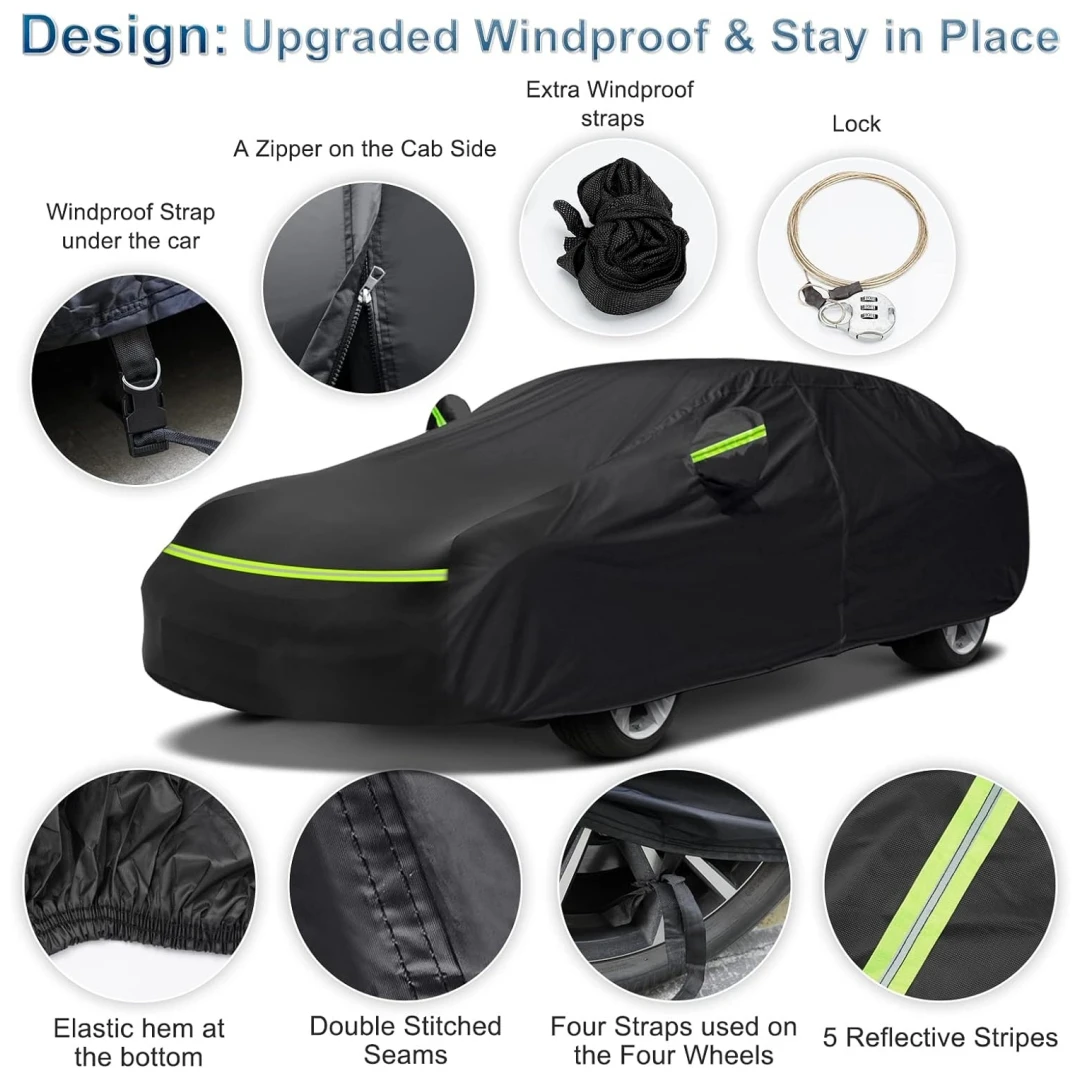 Outdoor Car Cover Custom For Porsche Panamera 2014-2022 Waterproof Heavy Duty Windproof Protection with Zipper and Storage Bag