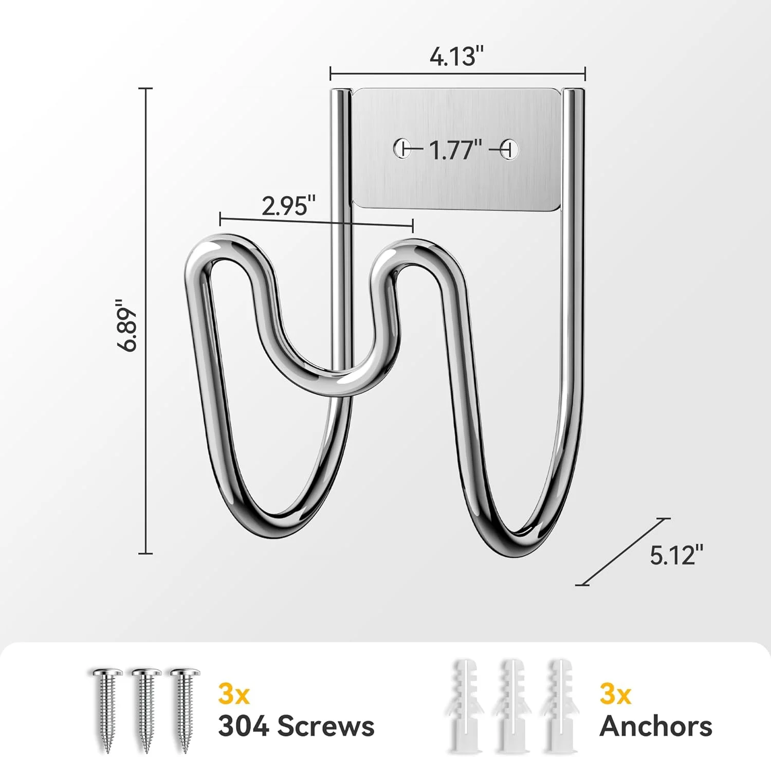 Wall Mount Metal Hose Storage Rack, Heavy Duty U-shaped Stainless Steel Water Pipe Bracket Hose Hook