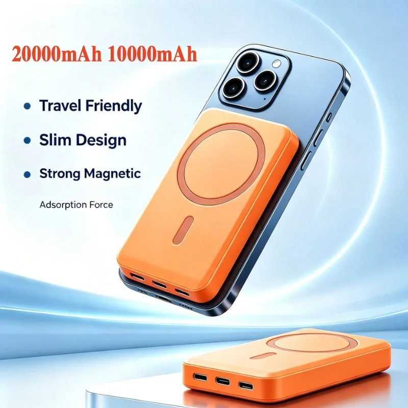 22.5W Magnetic Wireless Power Bank 10000mAh/20000mAh Portable Ultra-Thin Built-in Dual-Wire Fast Wireless for IPhone 17 Android
