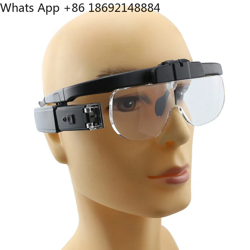 High-definition digital head-mounted magnifier with stackable lenses, led light, for electronic motherboard inspection andrepair