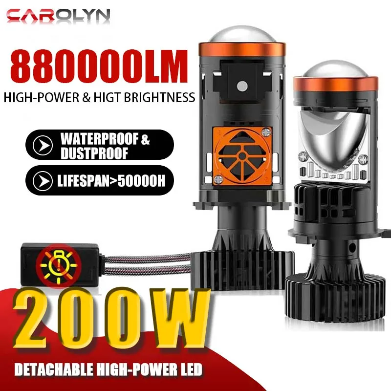 

Carolyn 2pcs H4 LED Mini Projector Lens Headlight Bulb H4 LED Driving Lamp Hi/Lo Beam Auto Motorcycle Headlight