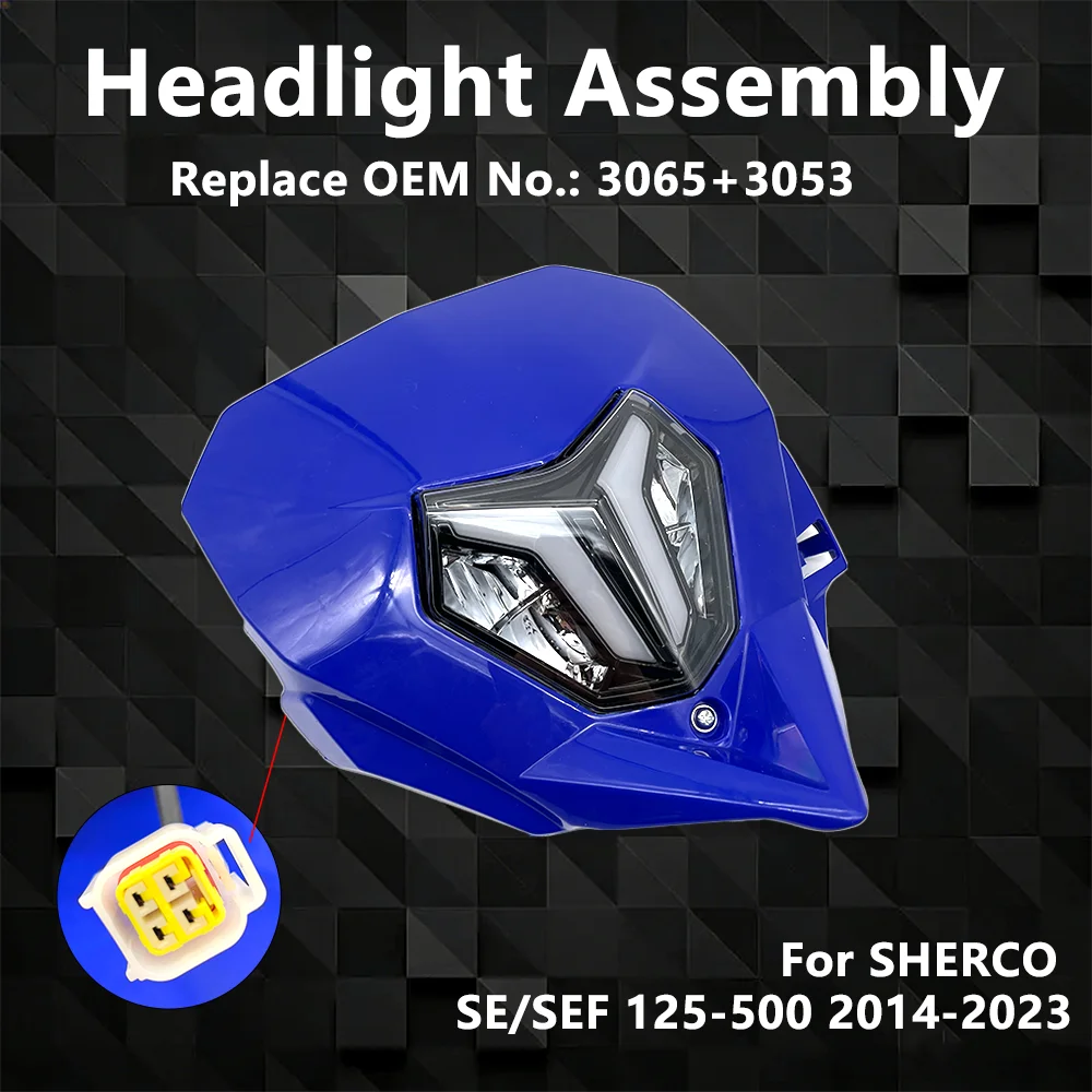 For SHERCO 2014-2023 Motorcycle LED Headlight Assembly Head Light Headlamp SE SEF 125 250 300 450 500 Dirt Bike Accessories