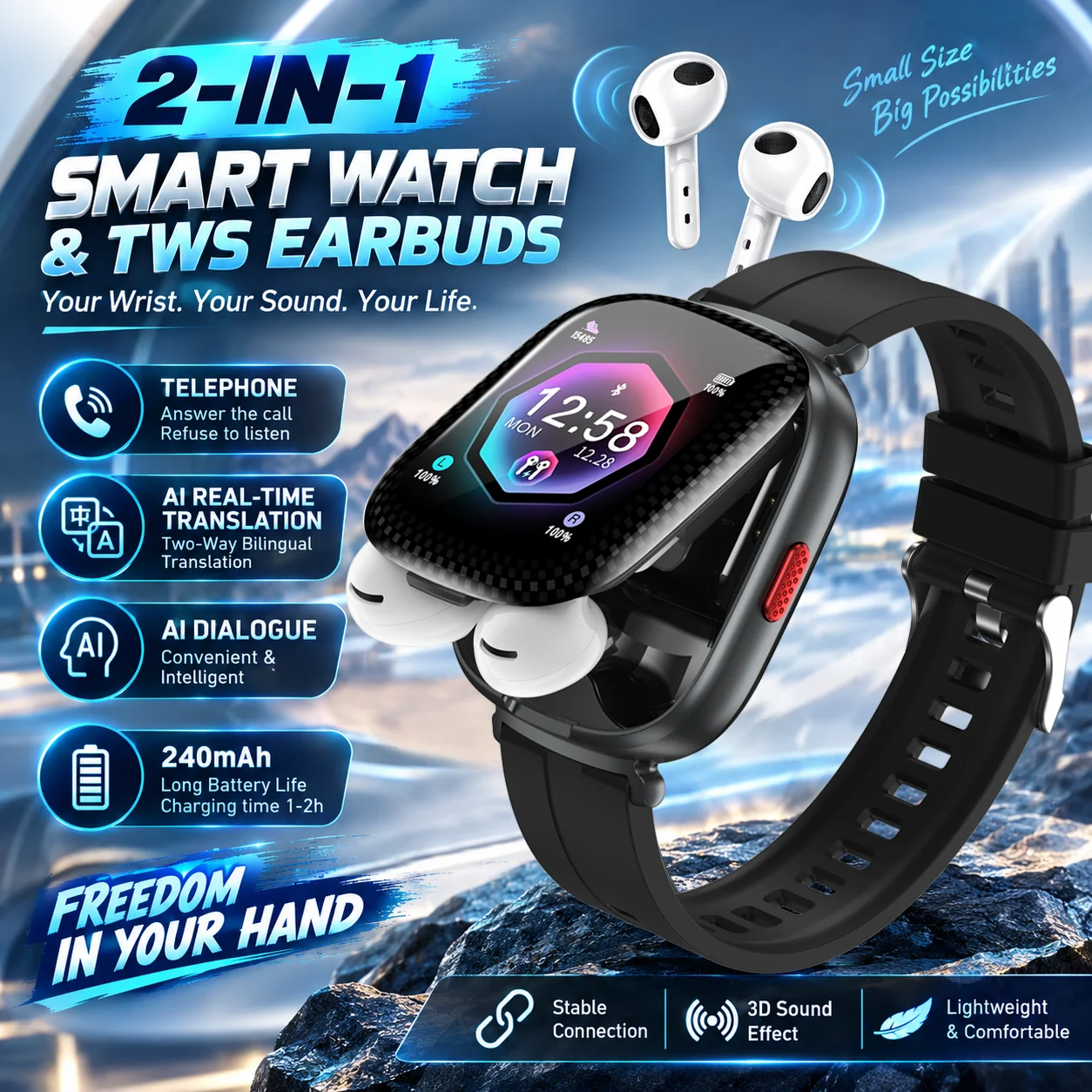 Smartwatch Noise Watches For Women - 2-in-1 TWS 헤드셋 스마트워치, 1.88인치 디스플레이,