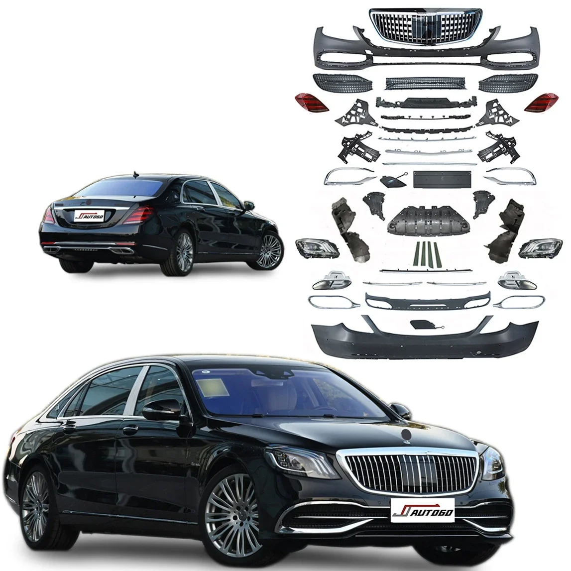 Body Kit For Benz S-Class W222 2014 2015 2016 2017 2018 2019 2020 Update to  with Front+Rear Bumper  Lamp+Grille assy