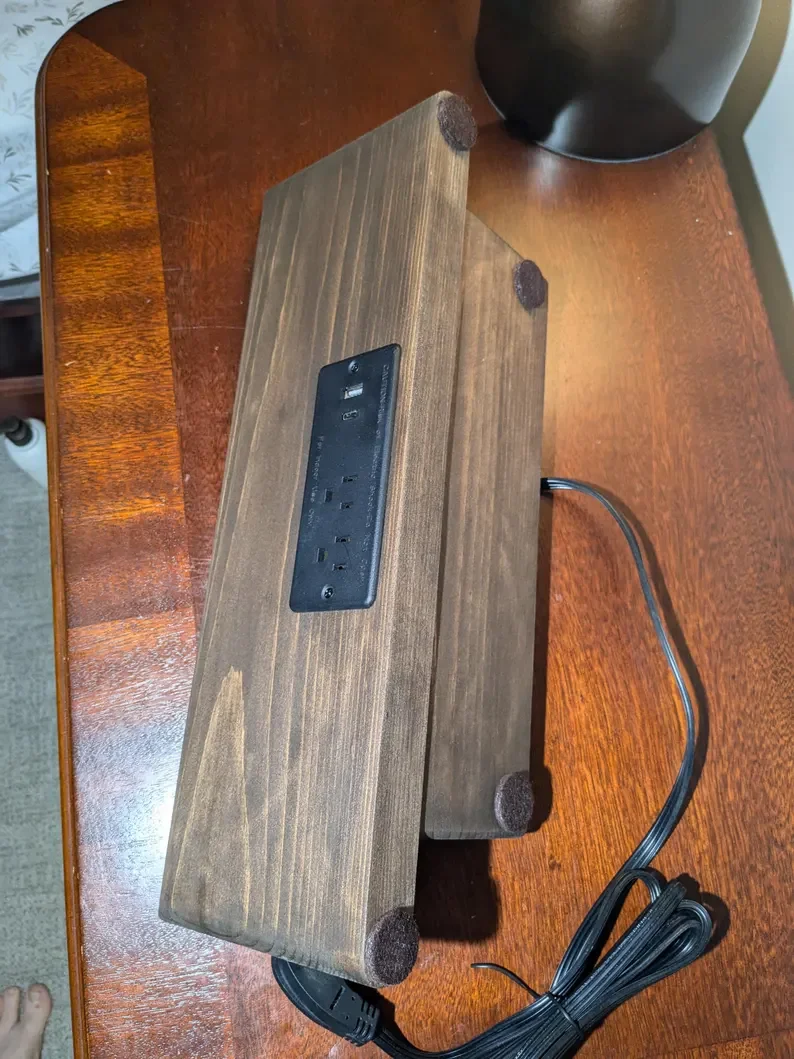 Wooden Narrow Long Console Table, Sofa Table Behind Couch Hidden Table With Charging Outlets Charging Station With USB