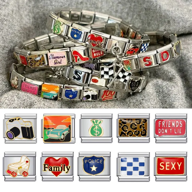 Персонализированный-diy-красочный-итальянский-браслет-подвеска-сексуальная-семейная-камера-автомобильный-доллар-9-мм-браслет-из-нержавеющей-стали-ювелирное-изделие-подарок