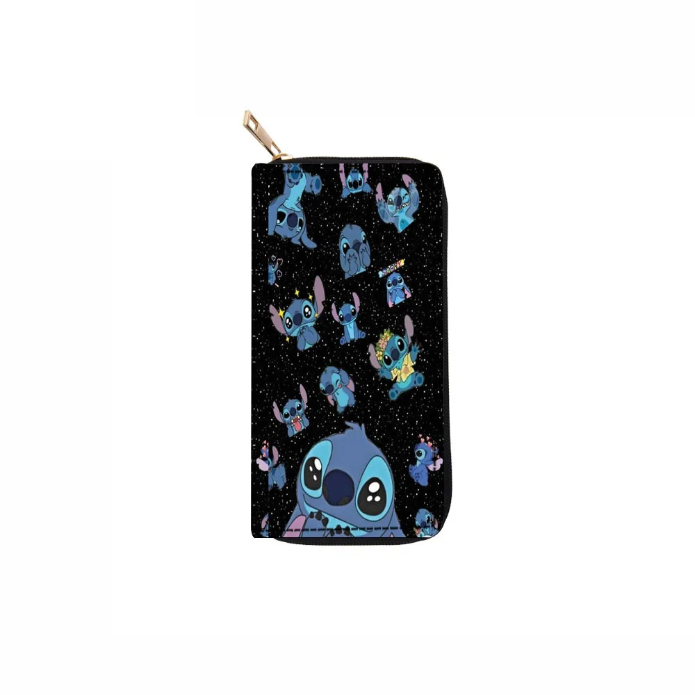 Disney cartoon cute Stitch wallet lady  zipper tassel key coin purse student wallet  card holder Coin Purses