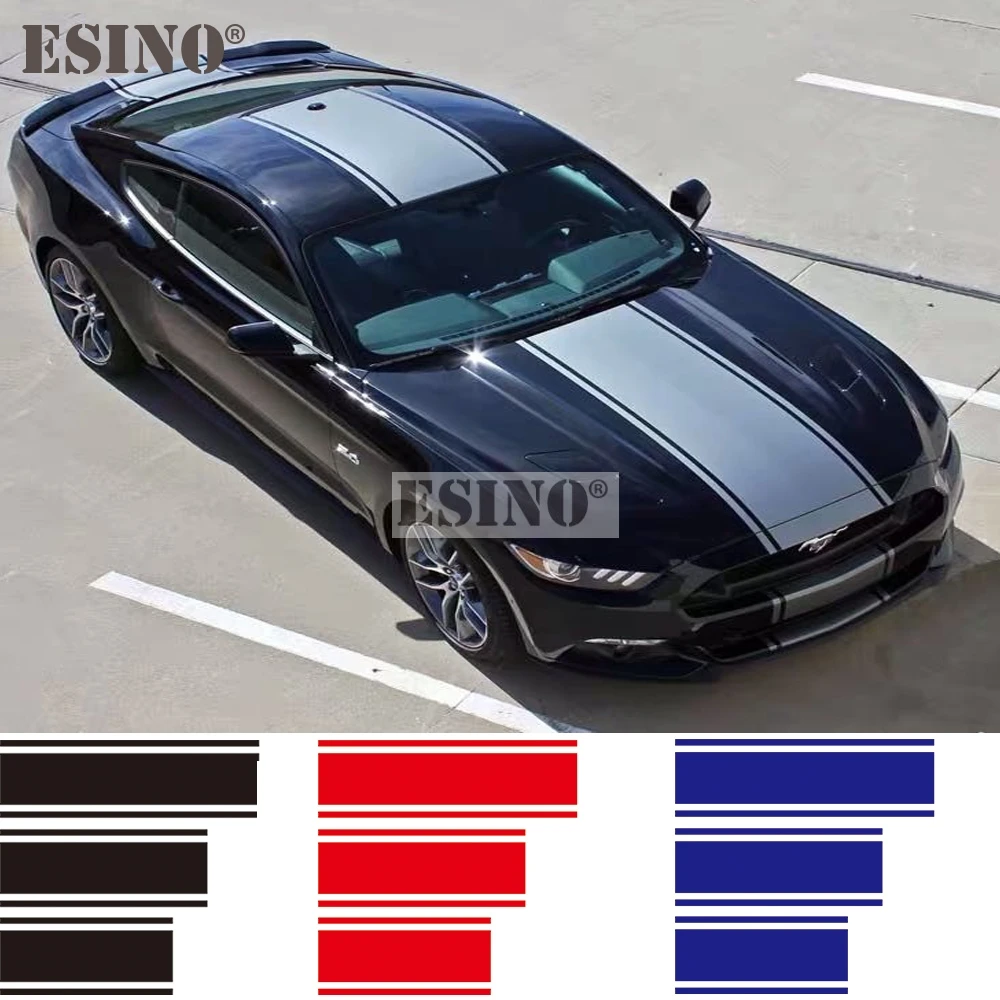 

Racing Style Stripes PVC Carving Vinyl Decals Hood Roof Trunk Car Full Body Sticker Set for Mustang GT350 GT500 Shelby