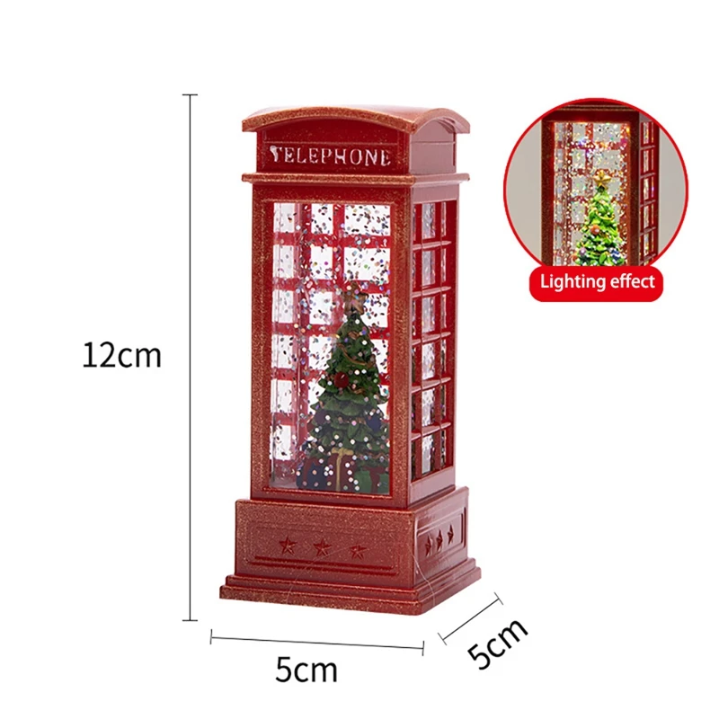 Christmas Lantern Snow Globe Lantern Christmas Water Glittering Snow Telephone Booth For Festival For Kids