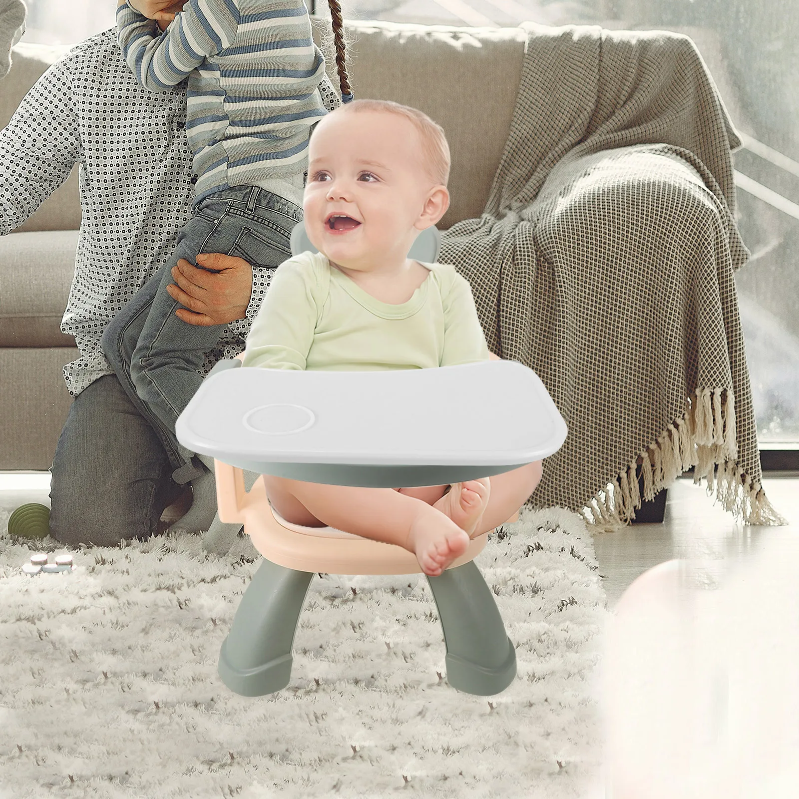 Kinderstoel Dienblad Accessoires Draagbare kinderstoel voor baby Peuter Eettafel Stoelverhoger Universeel Wit Verstelbare hoek