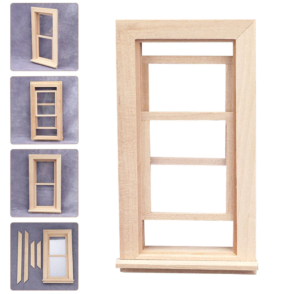 Simulation Doors and Windows Dollhouse Replacement Wooden Ornament Mini DIY Furniture Decorative Blank Frame Kit