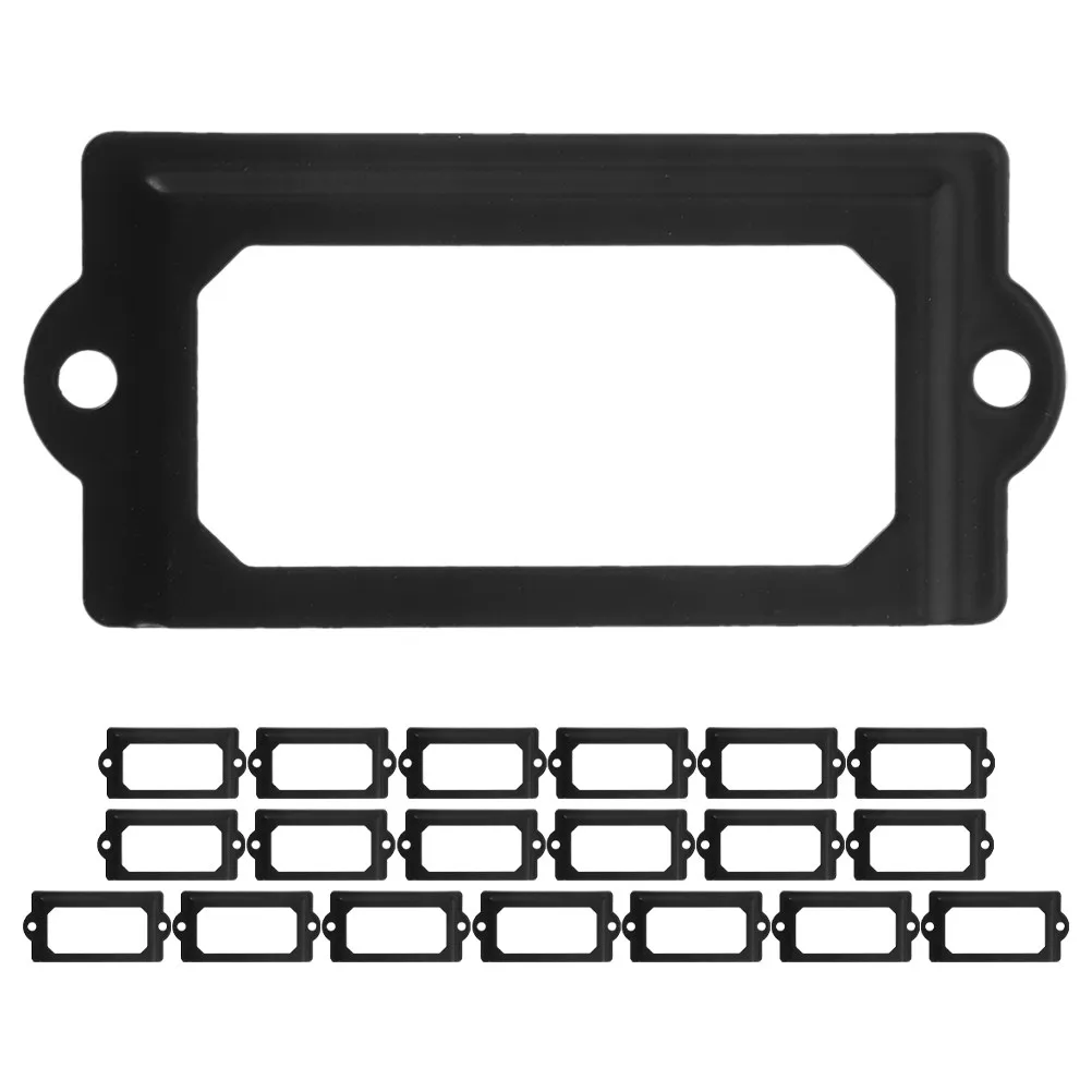 20Pcs Sleek Iron Name Card Holder Label Frame Vintage Style Drawer Cabinet Shelf Organizer for Home Office Workspace