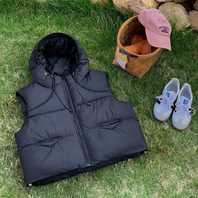 

Women'S Down Cotton Vest Coat 2025 Winter Short Stand Collar Sleeveless Short Jackets Female Casual Quilted Waistcoat Outwear
