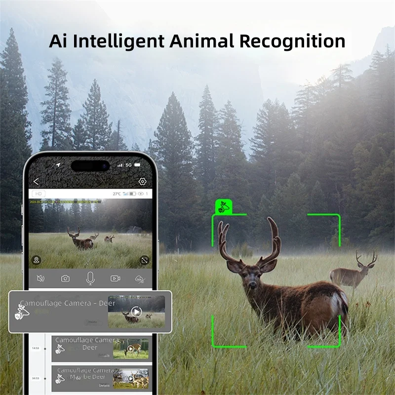 3MP GPS Hunting Camera, Infrared Night Vision Solar, Motion Detection Trail Cam for Outdoor Forest Wildlife Monitoring Use