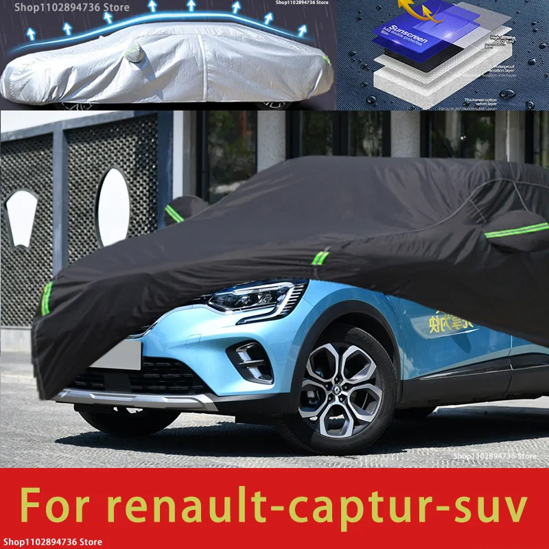 For Renault Captur Fit Outdoor Protection Car Covers Snow Cover Sunshade Waterproof Dustproof Exterior black car cover