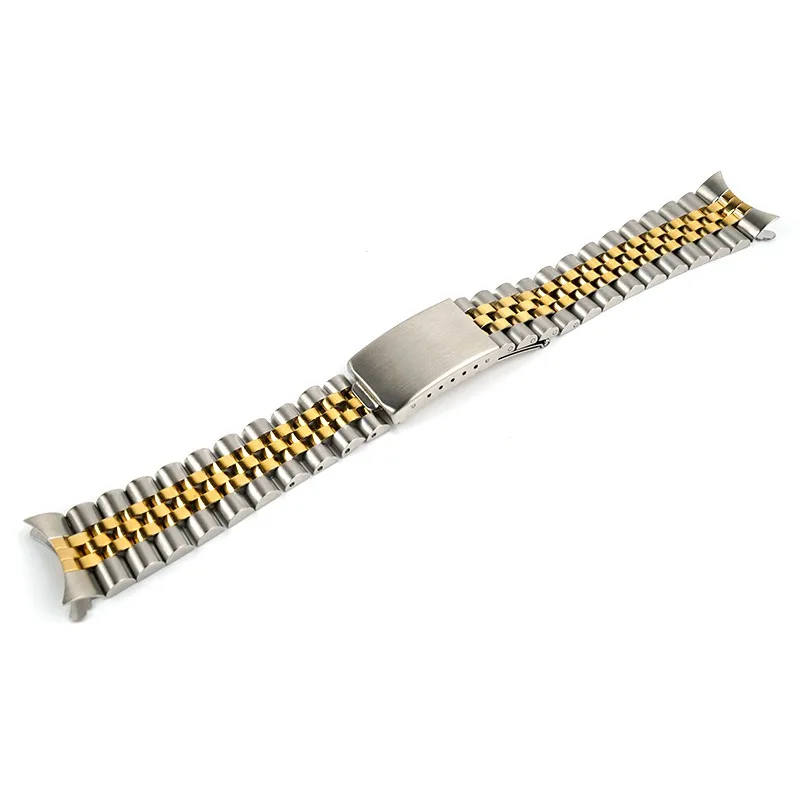 Jubilee 18mm 19mm 20mm 316L Stainless Steel 2 Tone Gold Curved End Watch Strap Band Bracelet Fit for RLX SKX Watch