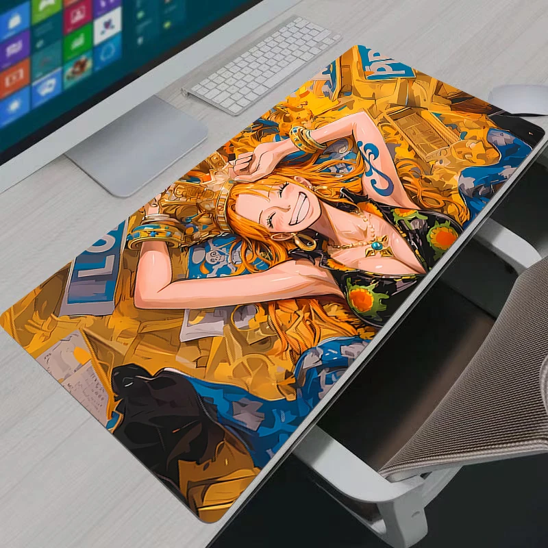 Leather Large Mouse Pad Gamer One Piece Nami Computer Desk Mat Modern Table Keyboard Laptop XXL Gaming Mousepad Girl's Gift