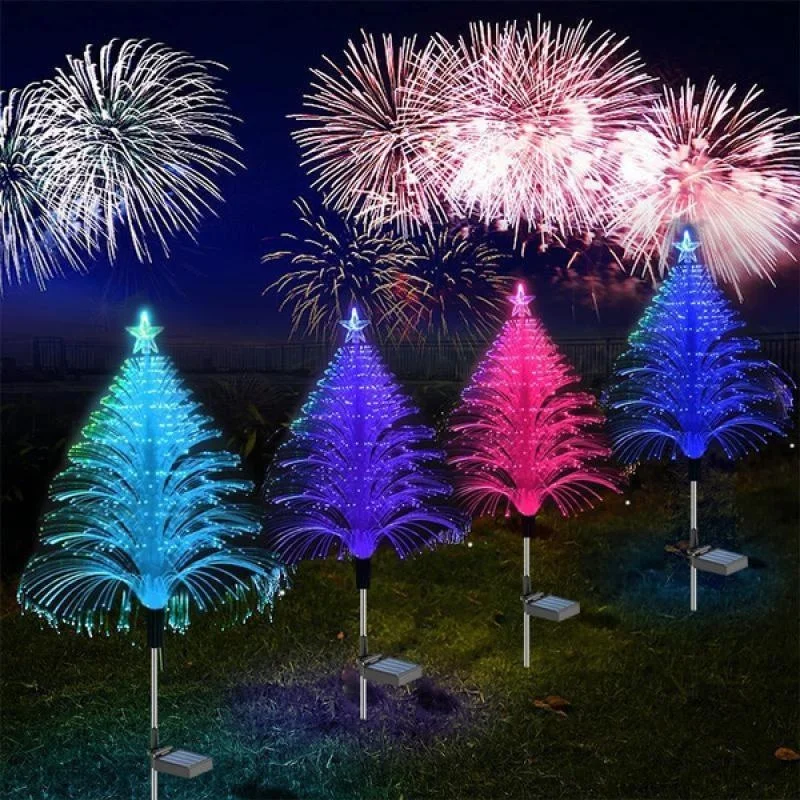 Solar Christmas Tree Lights Outdoor Decoration 7 Color Changing Outdoor Waterproof Outside Lights for Yard Pathway Decor