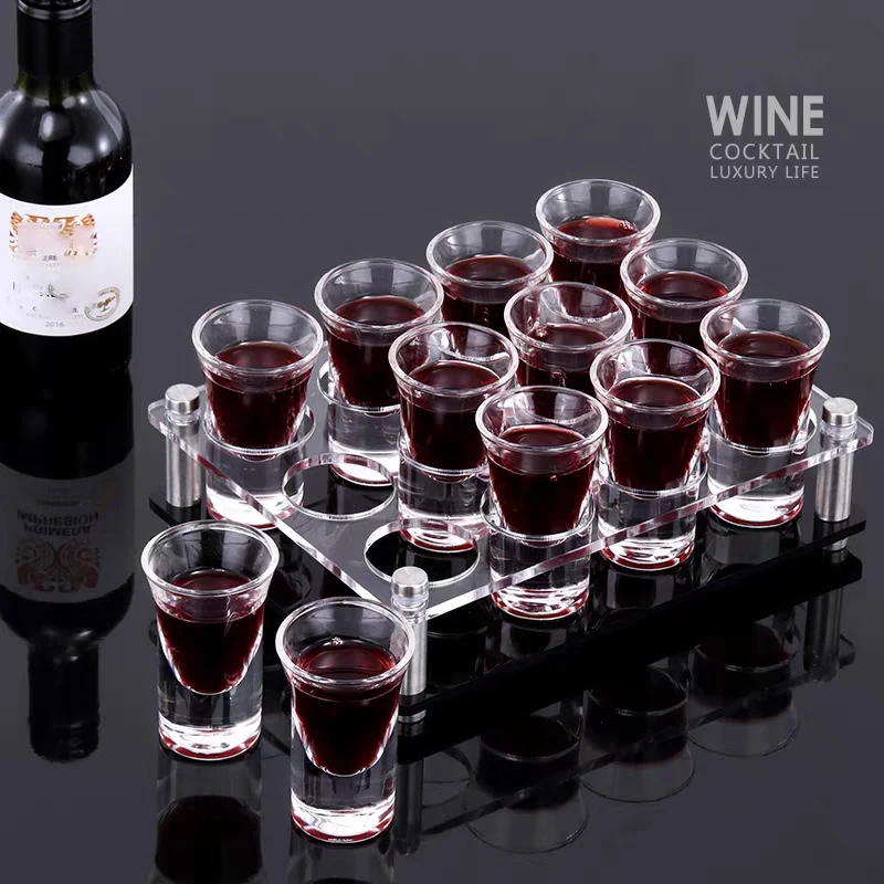 Acrylic Shot Glass Shelf, 6/12/24 Holes Wine Glass Cup Holder for 3.5/3.8cm, Party and Bar Tray Cups  Shot Glass Storage Rack