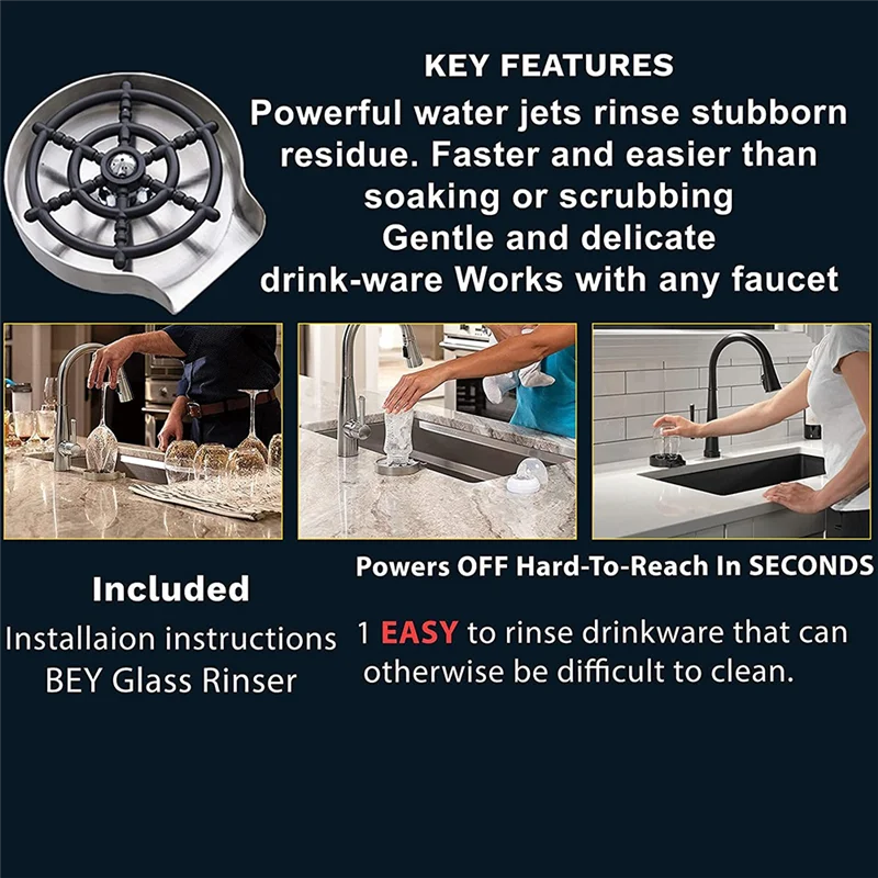 Automatic Glass Rinser Cup Washer for Sink, Sink Glass Rinser, - Sink Cup Rinser, Bottle Washer for Sink, Cup Cleaner