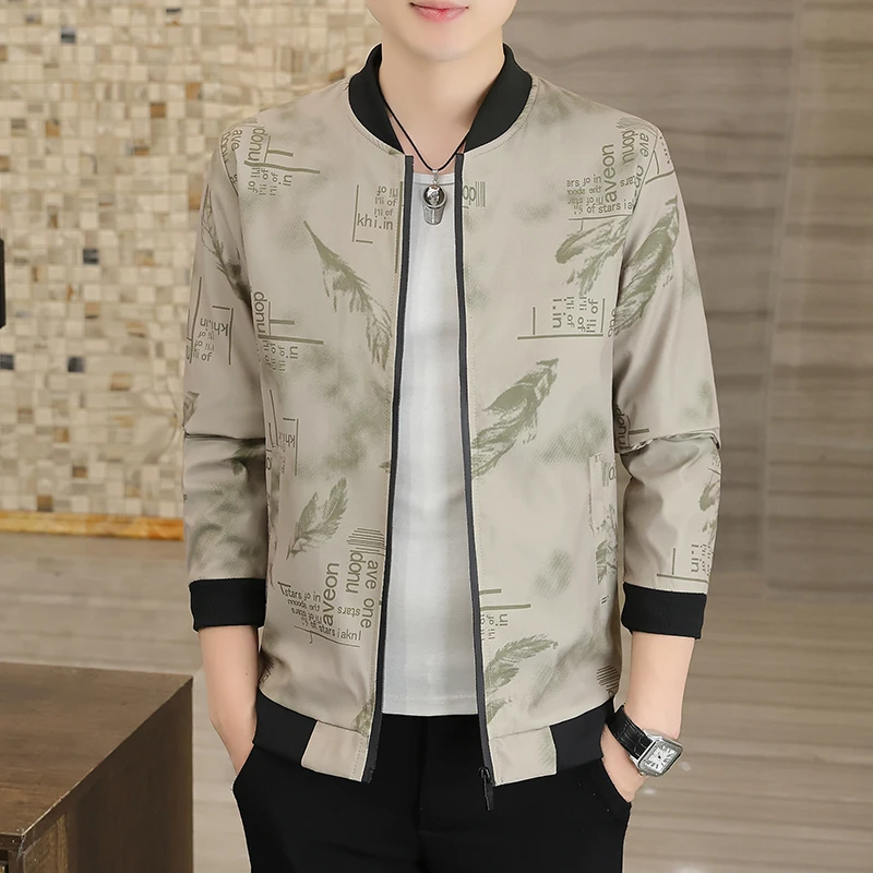 

Мужское бейсбольное пальто Thiened Fce Jaet, осенне-зимнее пальто с принтом, молодежное повседневное пальто на молнии, длина, полиэфирная ткань