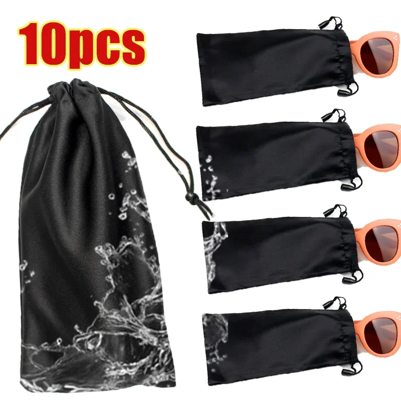 Portable Waterproof Glasses Bag Soft Cloth Dustproof Fashion Black Sunglasses Pouches Glasses Storage Container Accessories